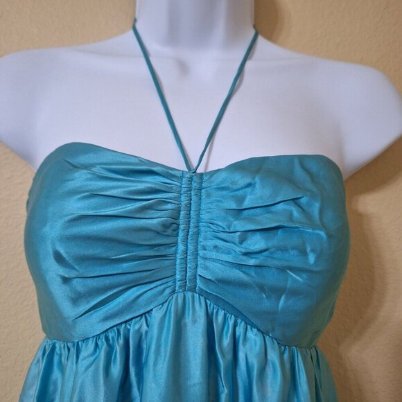 Betsey Johnson Womens Teal & Blue Ombre Silk Halter Maxi Dress Size‎ 0 Mermaid - Picture 8 of 16